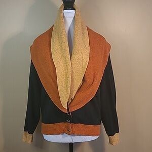 VINTAGE Layered Shawl Collar Lambswool Cardigan, Made in Hong Kong